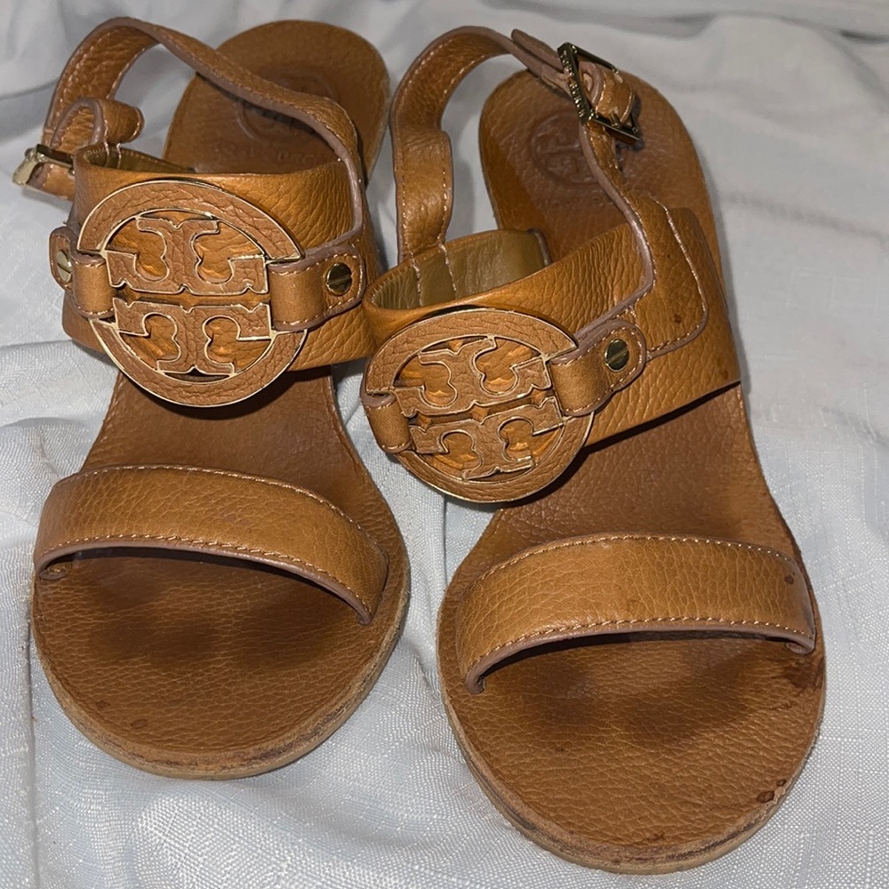 Tory Burch Brown leather size 7M wedge sandal